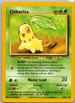 Pokemon TCG Chikorita 54/111 Neo Genesis LP - Image 1