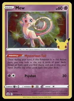 Mew 011/025 Holo Rare Celebrations Pokemon Holo Lightly Played - Image 1