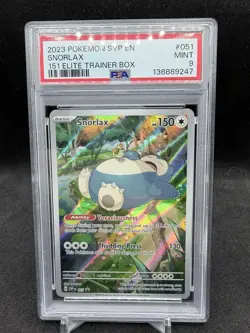 Snorlax 151 Elite Trainer Box Pokemon Svp En-Sv Black Star Promo 051 NM PSA 9 - Image 1
