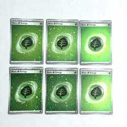 x6!Pokemon TCG Grass Energy Cosmo Holo Pokemon 151 Energies Playset - Image 1