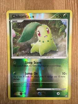 Pokemon TCG Chikorita Mysterious Treasures 77/123 Reverse Holo Common MP - Image 1