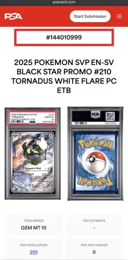 2025 POKEMON SVP EN-SV BLACK STAR PROMO #210 TORNADUS PSA 10 - Image 3