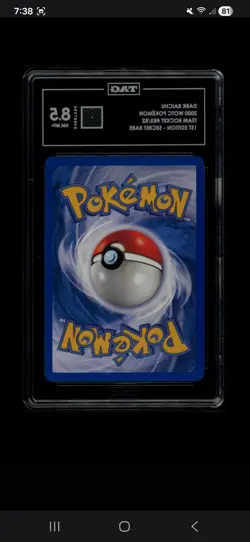 Dark Raichu Team Rocket 1st Edition Holo Secret Rare TAG 8.5 83/82 2000 Card - Image 2