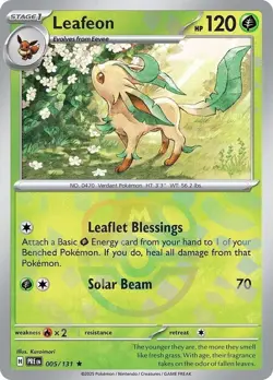 Pokemon TCG Leafeon 5/131 (Masterball) Prismatic Evolutions Card Near Mint - Image 1