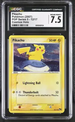 CGC 7.5 Pikachu POP Series 5 Corrected Back 12/17 Cosmos Holo Pokemon Card - Image 1