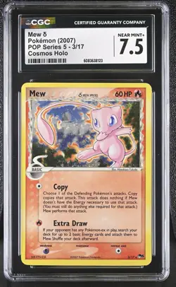 CGC 7.5 Mew POP Series 5 Corrected Back 3/17 Cosmos Holo Pokemon Card - Image 1