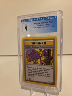 CGC Mint 9 Pokemon 2000 Team Rocket 1st Edition Nightly Garbage Run Trainer #77 - Image 2