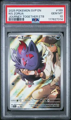 2025 POKEMON SVP EN-SV BLACK STAR PROMO #189 N'S ZORUA PSA 10 - Image 1