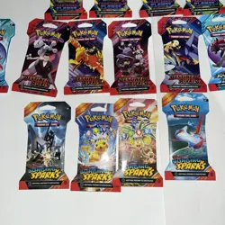 POKEMON: TCG, BOOSTER PACK LOT OF 14, SCARLET & VIOLET, DESTINED, JOURNEY SPARKS - Image 4