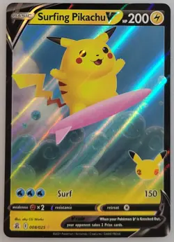 Surfing Pikachu V 008/025 Pokemon Celebrations Holo NM (6 of 9) - Image 1