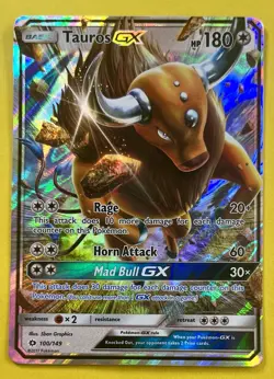 Tauros GX 2017 Pokemon Sun & Moon Base Set HOLO 100/149 - Image 1