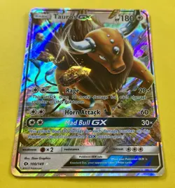 Tauros GX 2017 Pokemon Sun & Moon Base Set HOLO 100/149 - Image 2