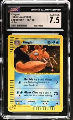 Pokemon KINGLER 15/165 Holo (2002 Expedition) CGC 7.5 NM-MT - Image 1