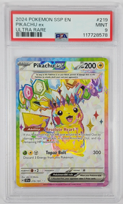 Pikachu ex #219/191 PSA 9 MINT Surging Sparks Rare Pokemon TCG - Image 1