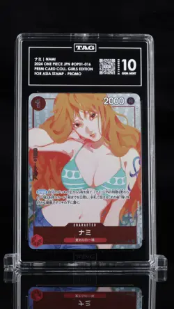 TAG 10 GEM MINT JAPANESE ONE PIECE 2023 NAMI OP01-016 PREMIUM COLL-GIRLS ED - Image 1
