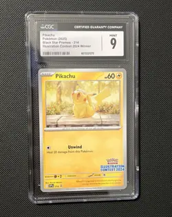 Pokemon Pikachu Illustration Contest Winner 2024 CGC Mint 9 Graded Card BSP - Image 1