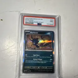 Pokemon Murkrow SV02 Paldea Evolved 021 Prerelease Staff Holo PSA 9 English Card - Image 1