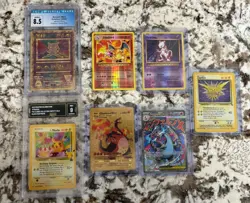 Pokemon Card Lot Charizard Mewtwo Zapdos Ancient Mew + Graded Pikachu - Image 1