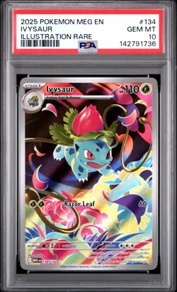 2025 Pokemon Mega Evolution Ivysaur Illustration Rare PSA 10 Gem Mint - Image 1