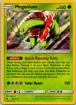 Meganium - 8/214 - Pokemon Lost Thunder Sun & Moon Holo Rare Card LP - Image 1
