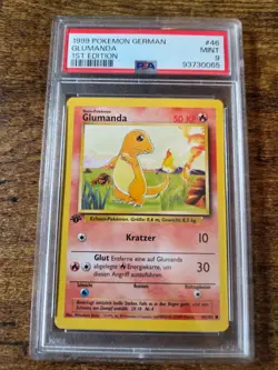 1999 Pokemon Base German TCG Glumanda Charmander 1st Edition PSA 9 Mint 46/102 - Image 1