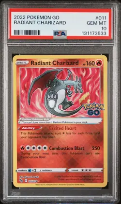 Radiant Charizard 011/078 Pokemon GO Holo PSA 10 - Image 1