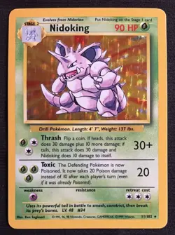 Nidoking 11/102 Base Set Holo Rare WOTC 1999 Unlimited Pokemon LP - Image 1
