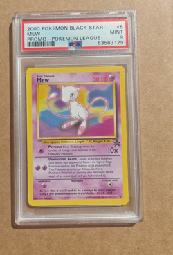 2000 Pokemon Black Star Promo Pokemon League #8 Mew PSA 9 MINT - Image 1