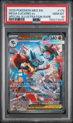 2025 Pokemon Mega Lucario EX SIR # 179/132 PSA 10 GEM MINT Mega Evolutions - Image 1