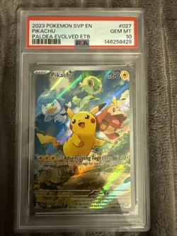 2023 Pokemon SVP EN Pikachu #27 Paldea Evolved ETB PSA 10 Gem Mint! - Image 1