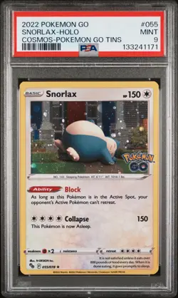 2022 POKEMON GO COSMOS-POKEMON GO TINS #055 SNORLAX-HOLO PSA 9 - Image 1