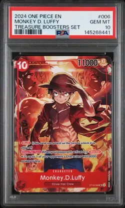 Monkey D Luffy PSA 10 Treasure Boosters Set #006 Promo 2024 One Piece - Image 1