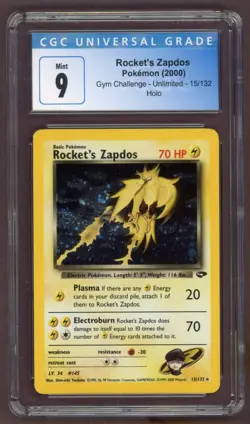 Rockets Zapdos 15/132 Gym Challenge Holo Rare Pokemon Card CGC 9 - Image 1