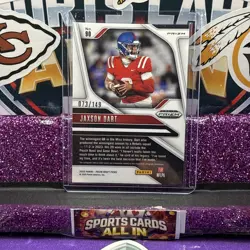 JAXSON DART 2025 Prizm Draft Picks BLUE ICE RC 19/149#90 Giants QB Ole Miss - Image 2