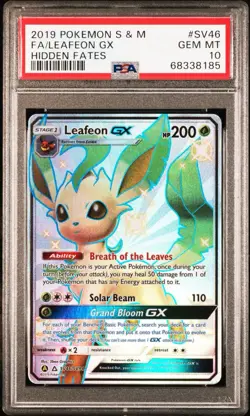 Pokemon TCG Leafeon GX Hidden Fates Shiny Vault Holo Card SV46/SV94 PSA 10 - Image 1