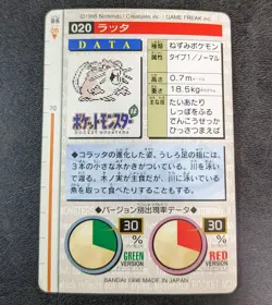 ++ Pokemon Carddass card Raticate 020 Bandai 1996 Japanese - Image 2