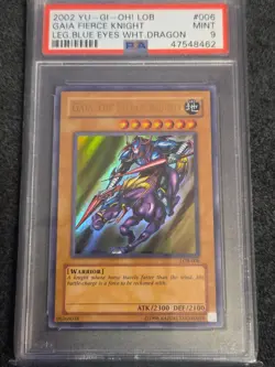 2002 YUGIOH PSA 9 Gaia the Fierce Knight LOB-006 Ultra Rare Unlimited Original - Image 1