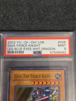 2002 YUGIOH PSA 9 Gaia the Fierce Knight LOB-006 Ultra Rare Unlimited Original - Image 2