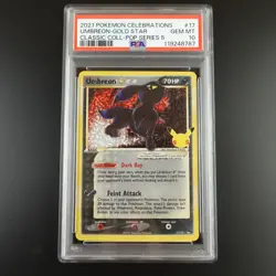 PSA 10 Umbreon Gold Star 17/17 Celebrations Holo Graded Pokemon Card - Image 1