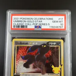 PSA 10 Umbreon Gold Star 17/17 Celebrations Holo Graded Pokemon Card - Image 2