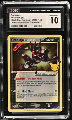 CGC 10 GEM MINT Greninja GOLD STAR SWSH144 HOLO Elite PROMO Pokemon Card 203 - Image 1