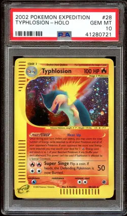 PSA 10 GEM MINT Typhlosion 28/165 HOLO RARE Expedition Base Set Pokemon Card - Image 1