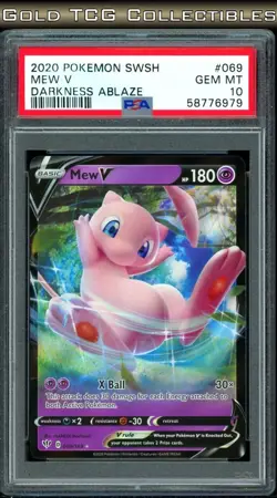 PSA 10 ⭐ Pokemon Mew V 069 Darkness Ablaze Full Art Graded Card - Image 1