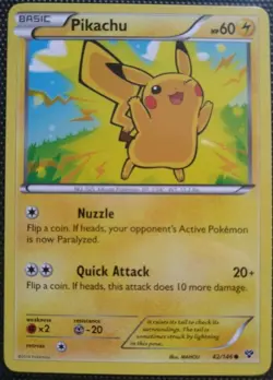 Pikachu -- XY Base Set 42/146 Pokemon Card - Non-Holo - Near Mint - Image 1