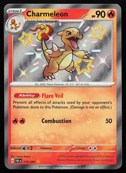 Charmeleon 110/091 Shiny Holo Paldean Fates Pokemon Card - Image 1
