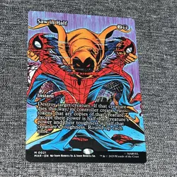 Saw in Half (Borderless) #0021 Marvel’s Spider-Man Non Foil Mythic Rare MTG MAR - Image 1