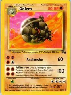 Pokemon GOLEM - 36/62 - Fossil - Uncommon - Never Played SP Rare - Image 1