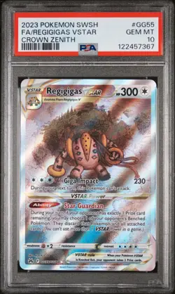 2023 POKEMON SWORD & SHIELD CROWN ZENITH #GG55 FULL ART/REGIGIGAS VSTAR PSA 10 - Image 1