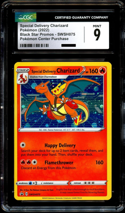 CGC 9 MINT Special Delivery Charizard SWSH075 HOLO PROMO Pokemon CENTER Card - Image 2