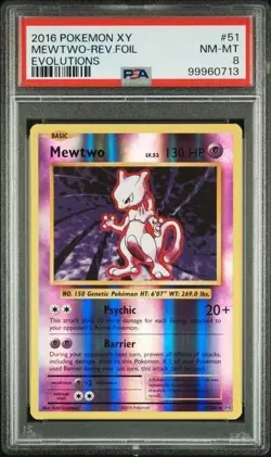 MEWTWO #51 PSA 8 • 2016 REV FOIL POKEMON XY EVOLUTIONS NM-MT - Image 1